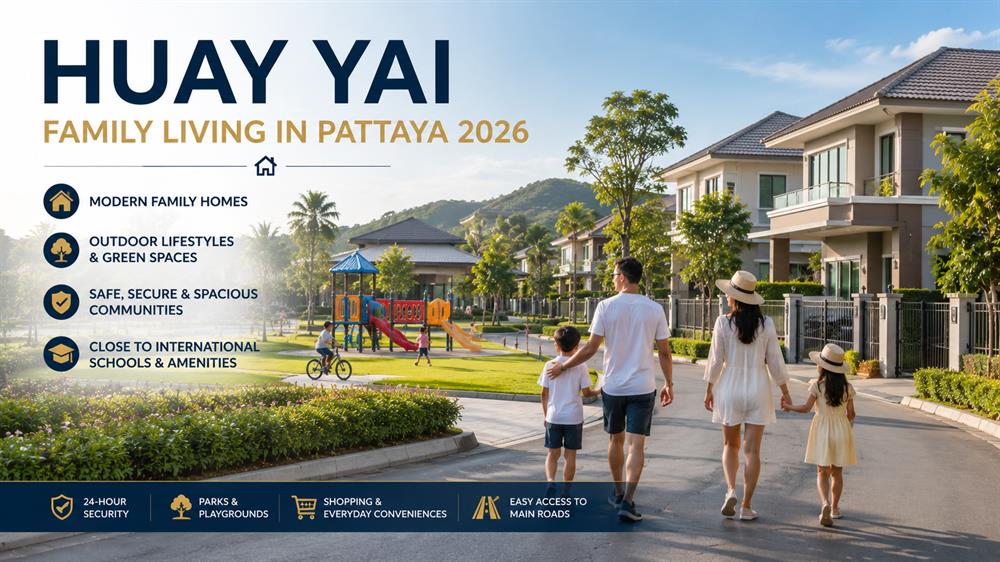 Modern family homes, outdoor lifestyles, and spacious residential communities in Huay Yai, Pattaya